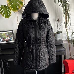Laundry By Shelli Segal Black Quilted Hooded Puffer Jacket